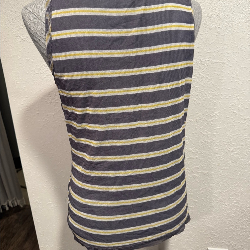 Lynn Ritchie SILVER brands Striped Gray and Yellow Women's Top. Sz L - Picture 5 of 7